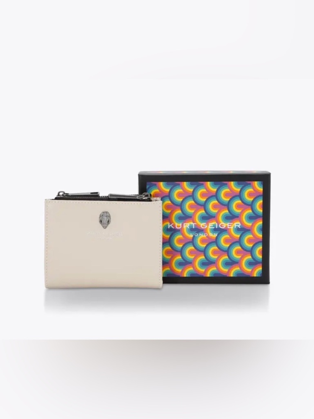 Kurt Geiger Cream Leather Card & Key Holder